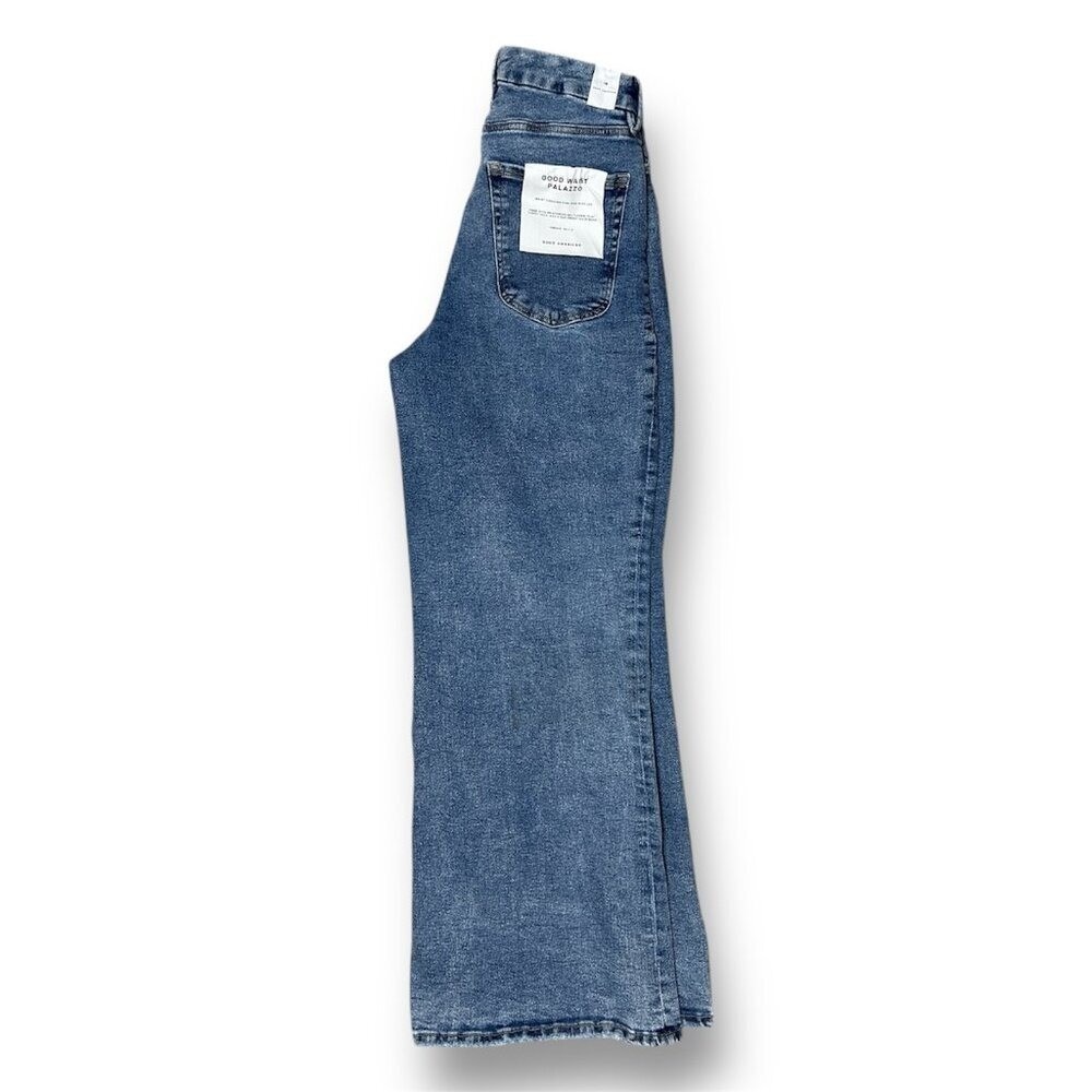 Good American 15 Indigo Denim Good Waist Palazzo Jeans High Rise Wide Leg 90s - Picture 7 of 9
